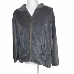 J Jill front zip velour fleece Jacket